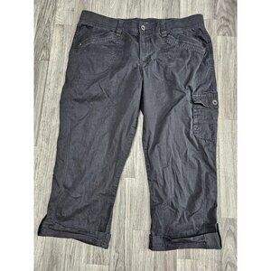 (3/$35) Lee Relaxed Fit Pants Women 14 Black Mid Rise Roll Tab Cargo Capris Crop